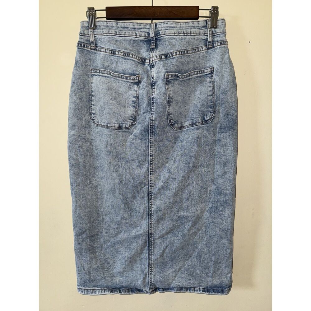 Sonoma Denim Button Front Midi Skirt Light Wash 8 - Picture 2 of 6